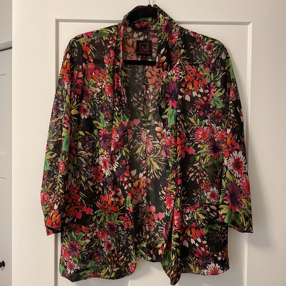 MATERIAL GIRL floral sheer blazer SZ L - Picture 2 of 10